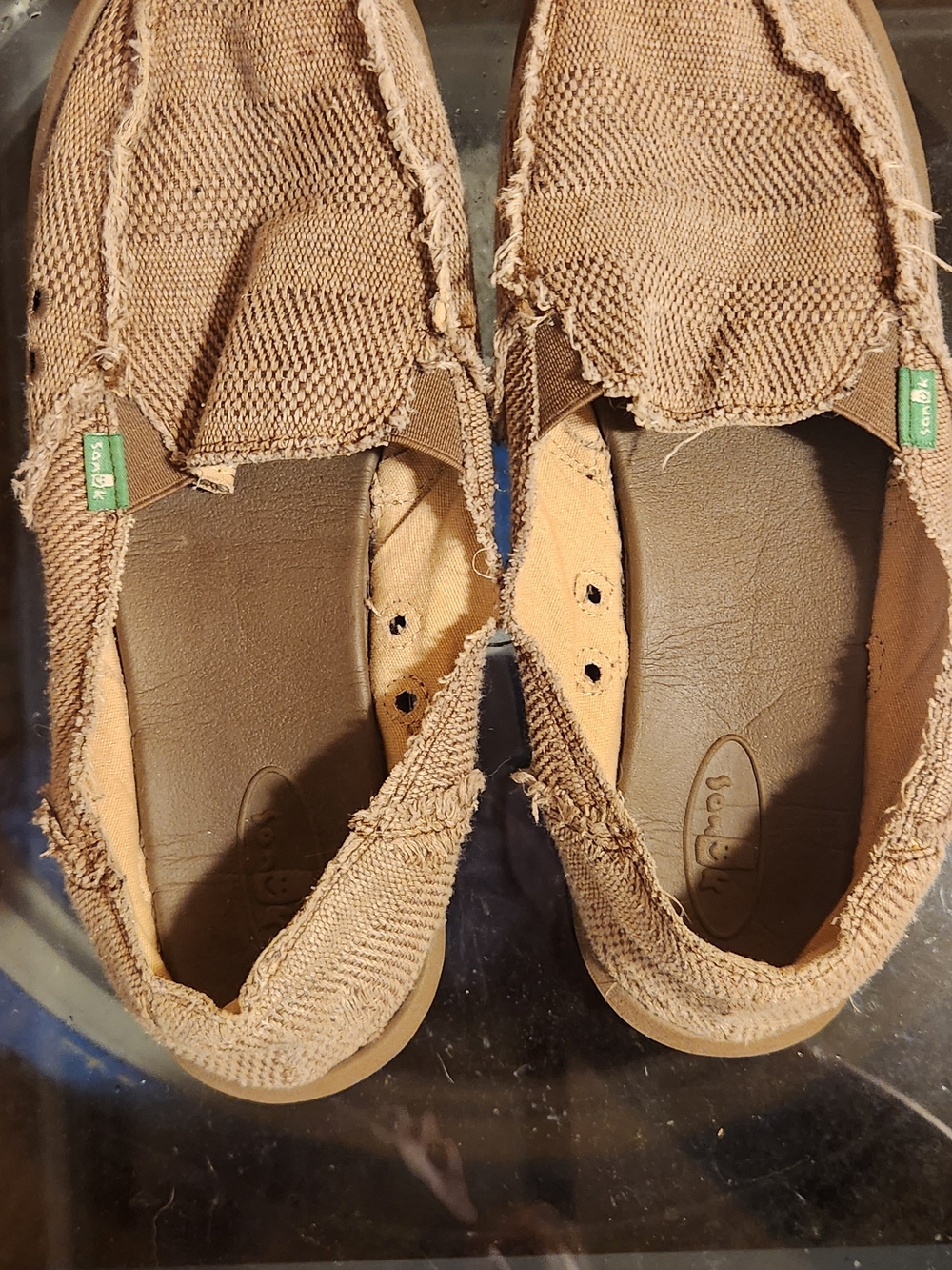 Sanuk Tan Slip-On Canvas Shoes